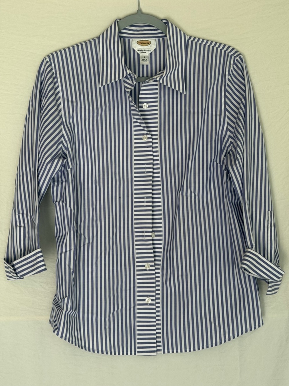 Talbots Lavender-White Striped Button-Up Shirt